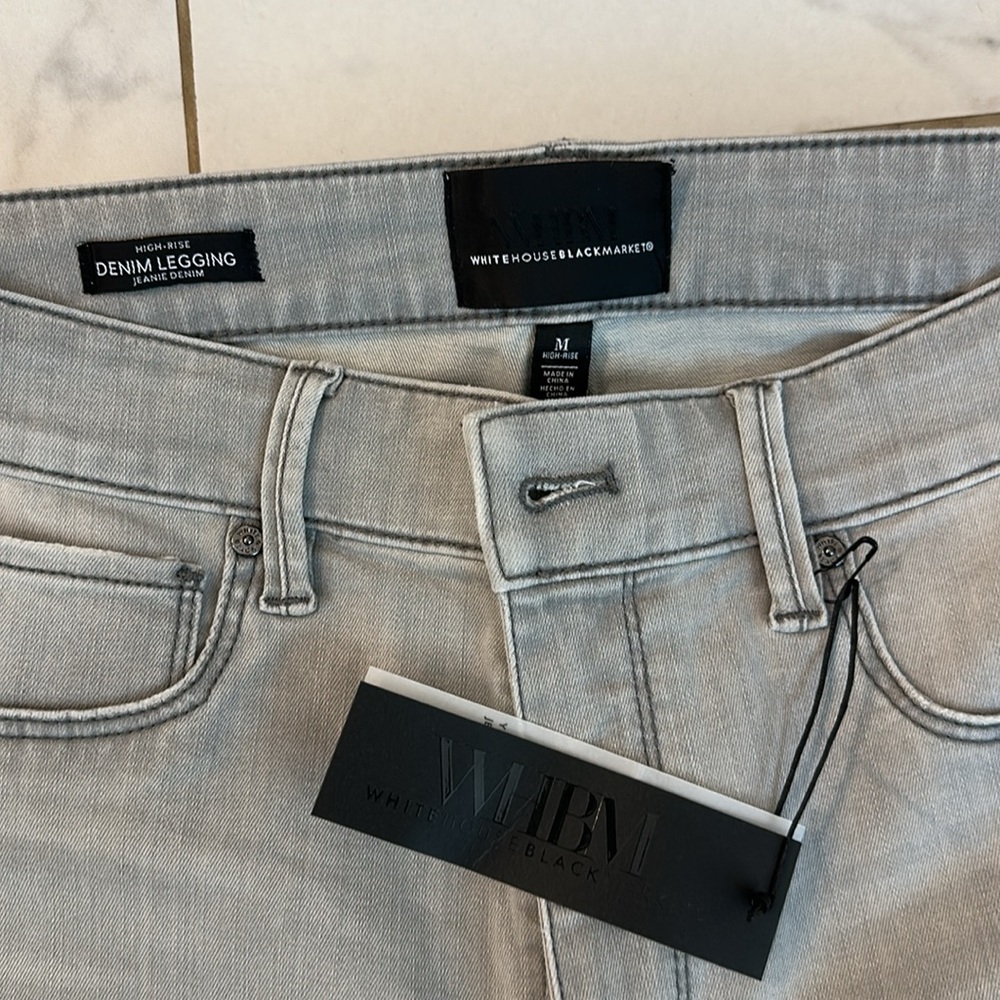 White House Black Market Light Gray Denim Leggings - Picture 2 of 7